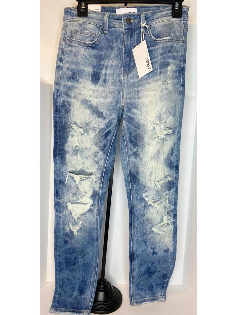 Vervet Destroyed Acid Wash Light Blue High Rise Skinny Jeans Size 27” X 26” NWT